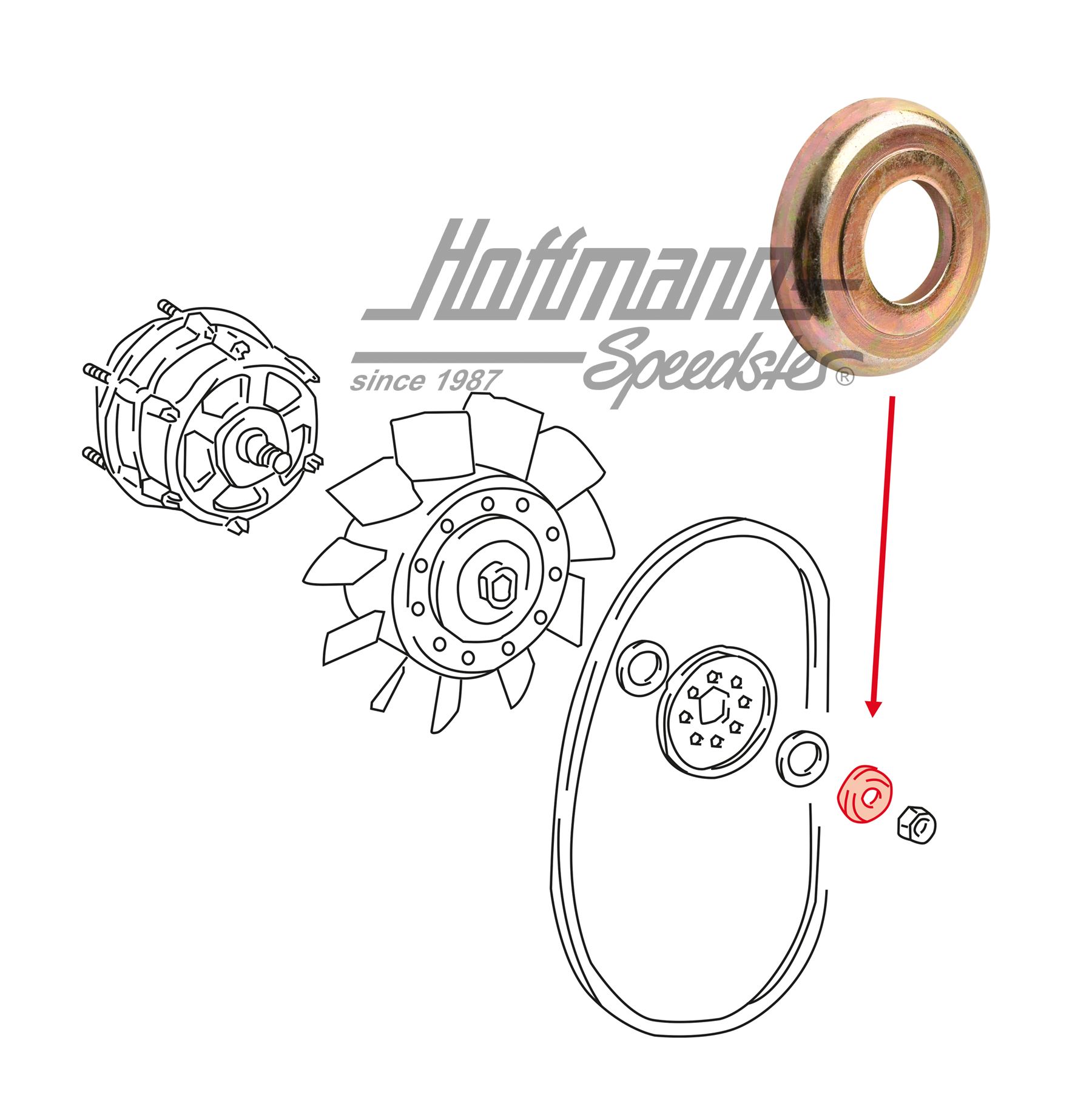 Spannkappe, Lichtmaschine, 17mm, 82-89 | 911 603 428 01 | 580-1170-23