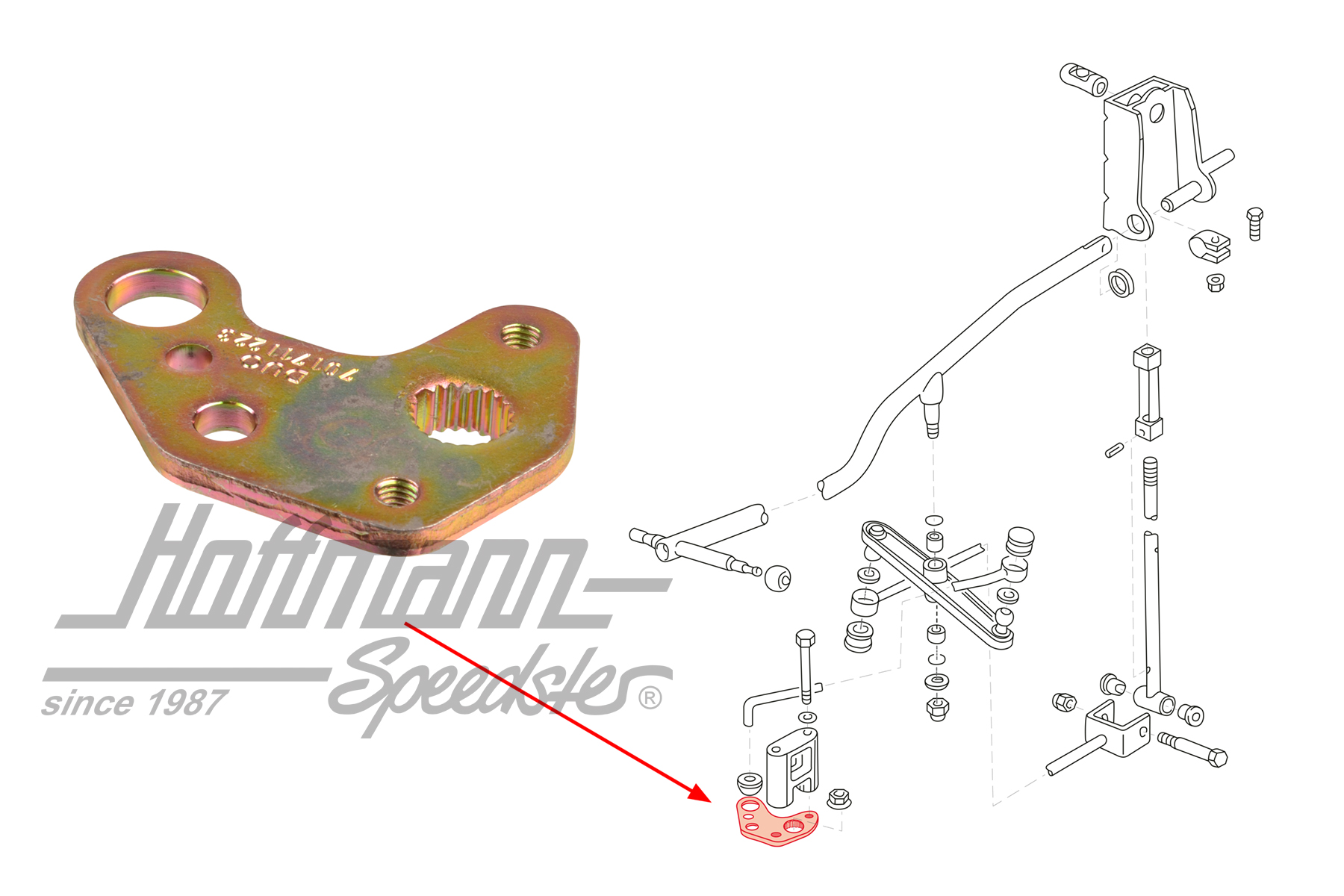 Hebel, Schaltstange, unten, Bus T4 | 701 711 223 | 407-2010-73
