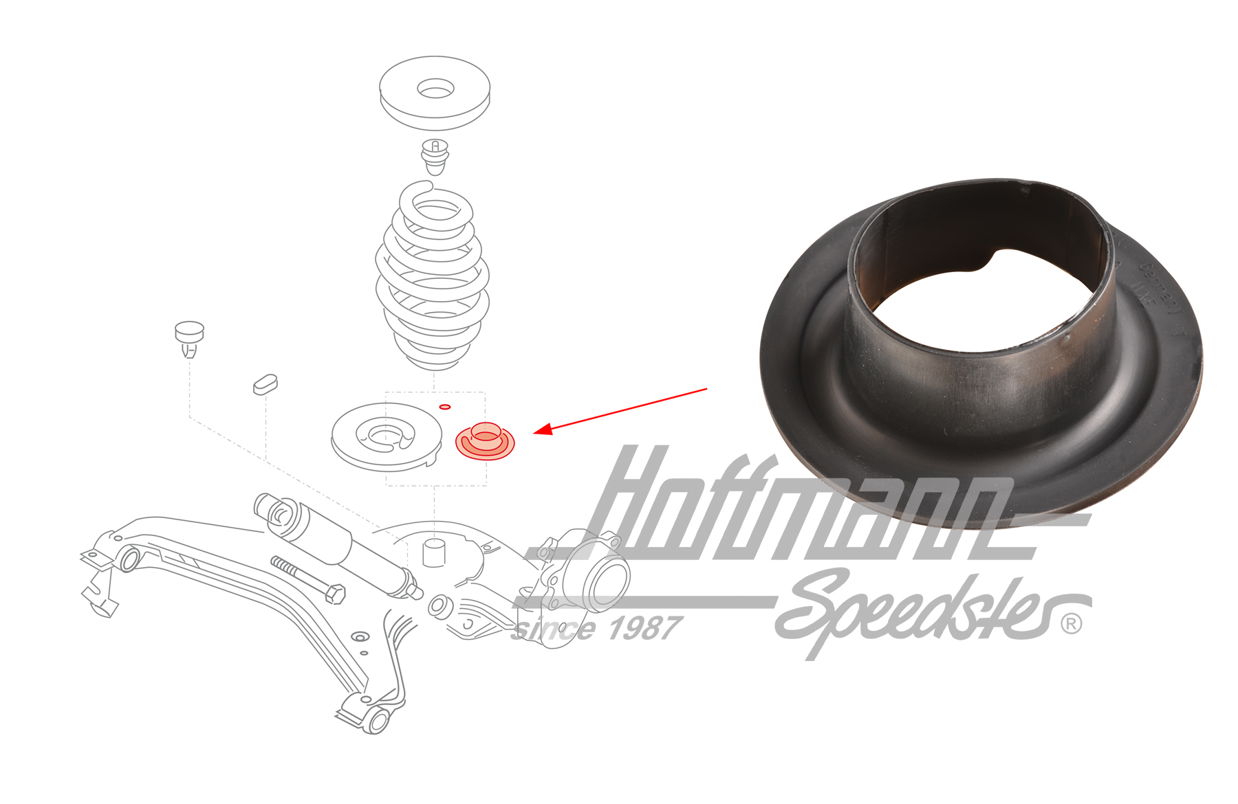 Kappe, Feder, hinten, unten, Bus T4 | 7D0 511 143 | 405-0114