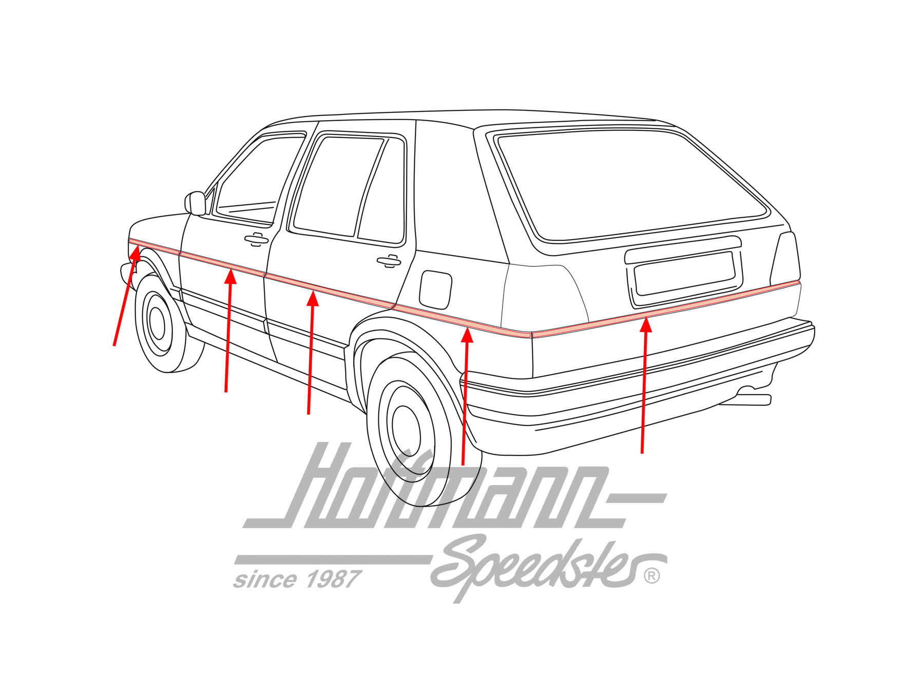 Zierstreifen, Mitte, Golf 2, 4-türig | 191 806 888 | 208-6940-20