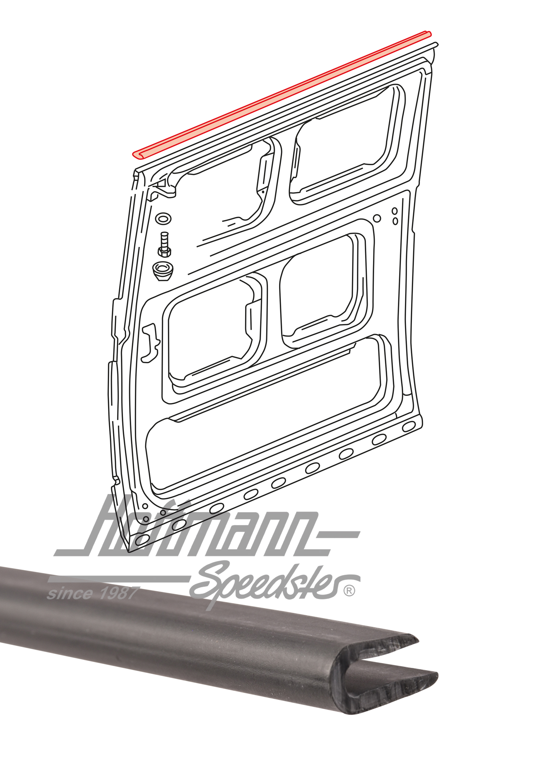 Abdeckleiste, Schiebetür oben, Bus T3 | 251 843 178 | 350-2710
