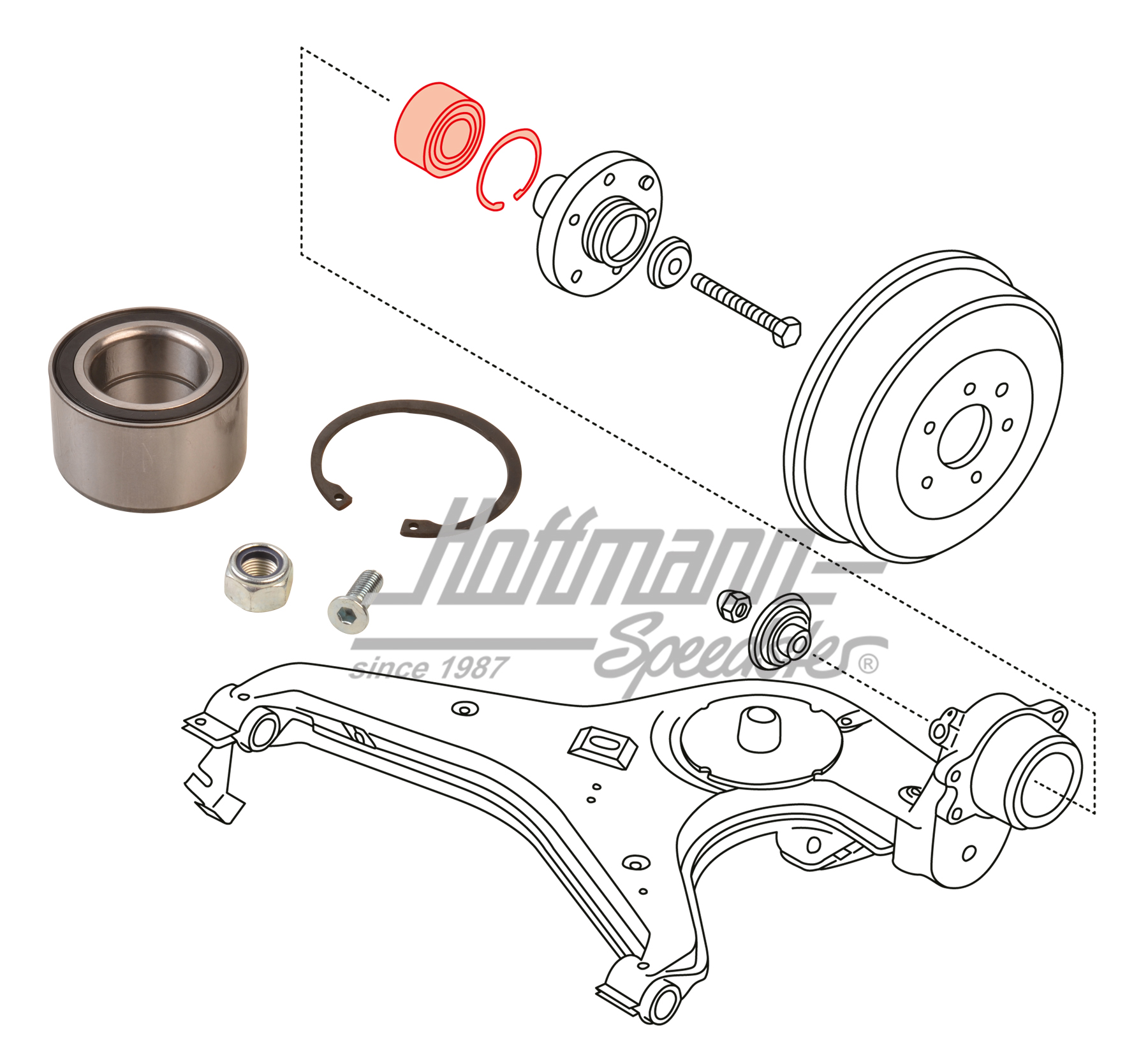 Radlagersatz, hinten, Bus T4, 1200kg | 701 598 625 | 405-0180