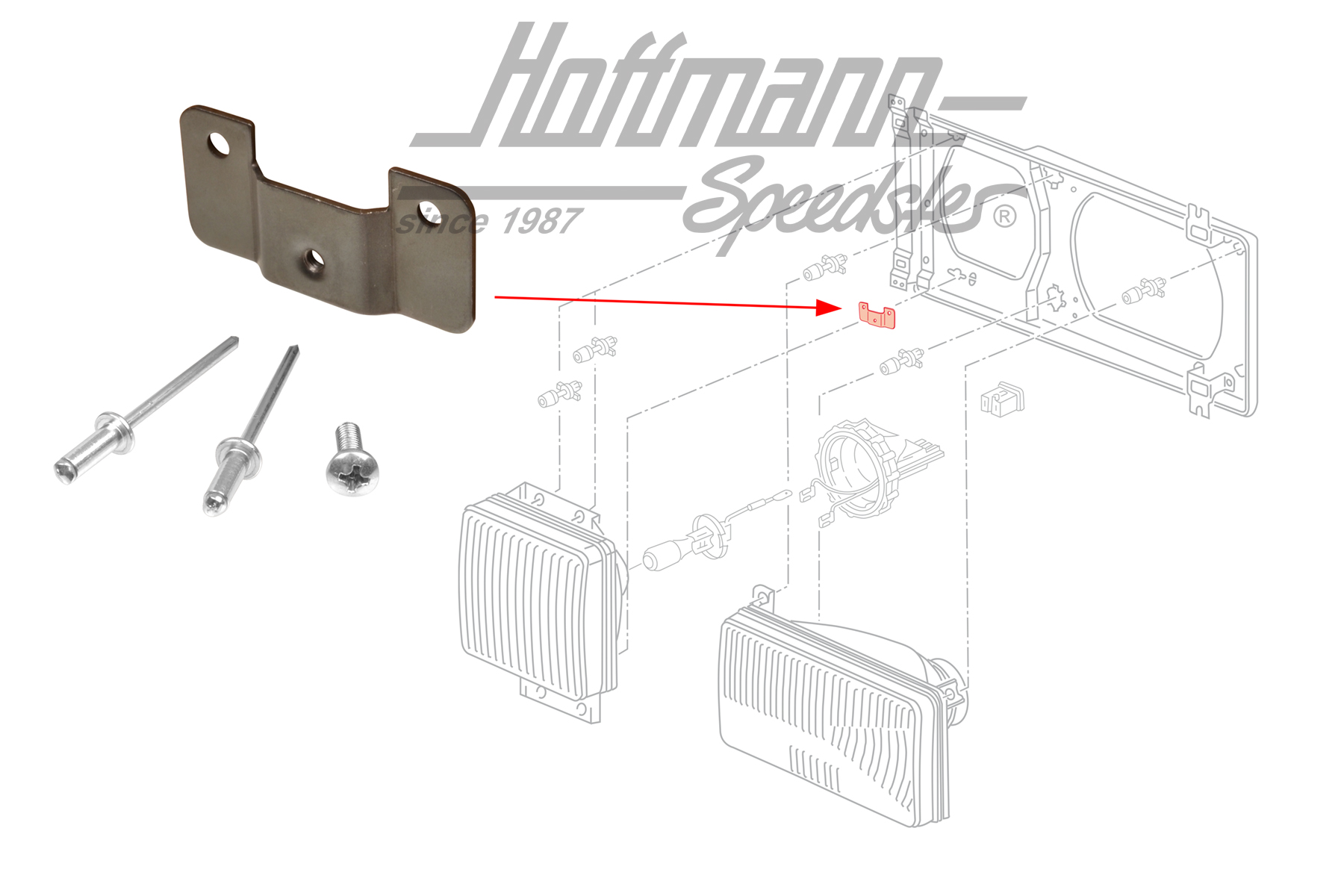 Halter, Doppelscheinwerfer, Bus T3 | 255 853 647 | 340-4998-80
