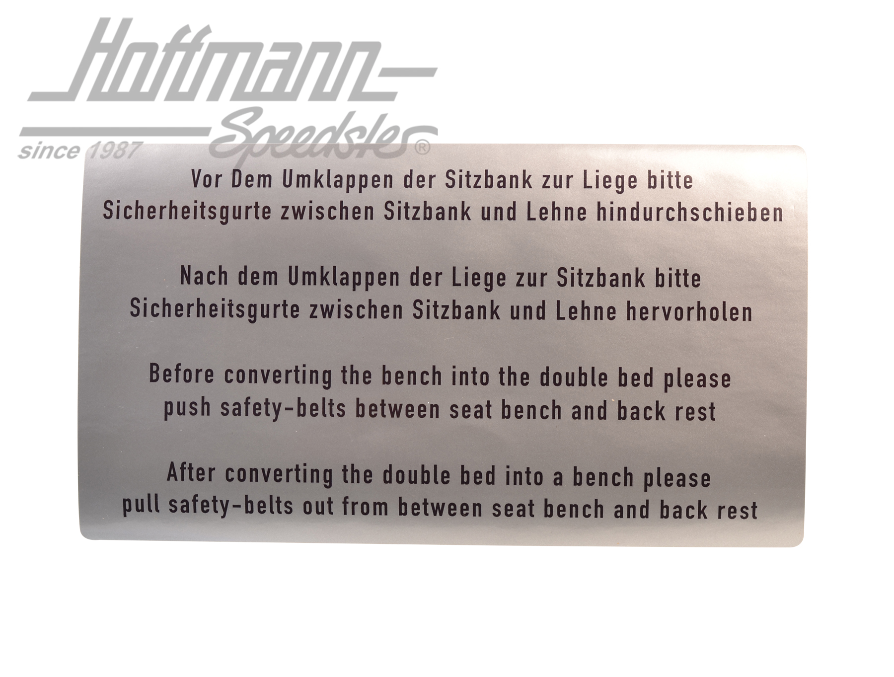 Aufkleber "Sitzbank/Sicherheitsgurt" |  | 021-0198-50