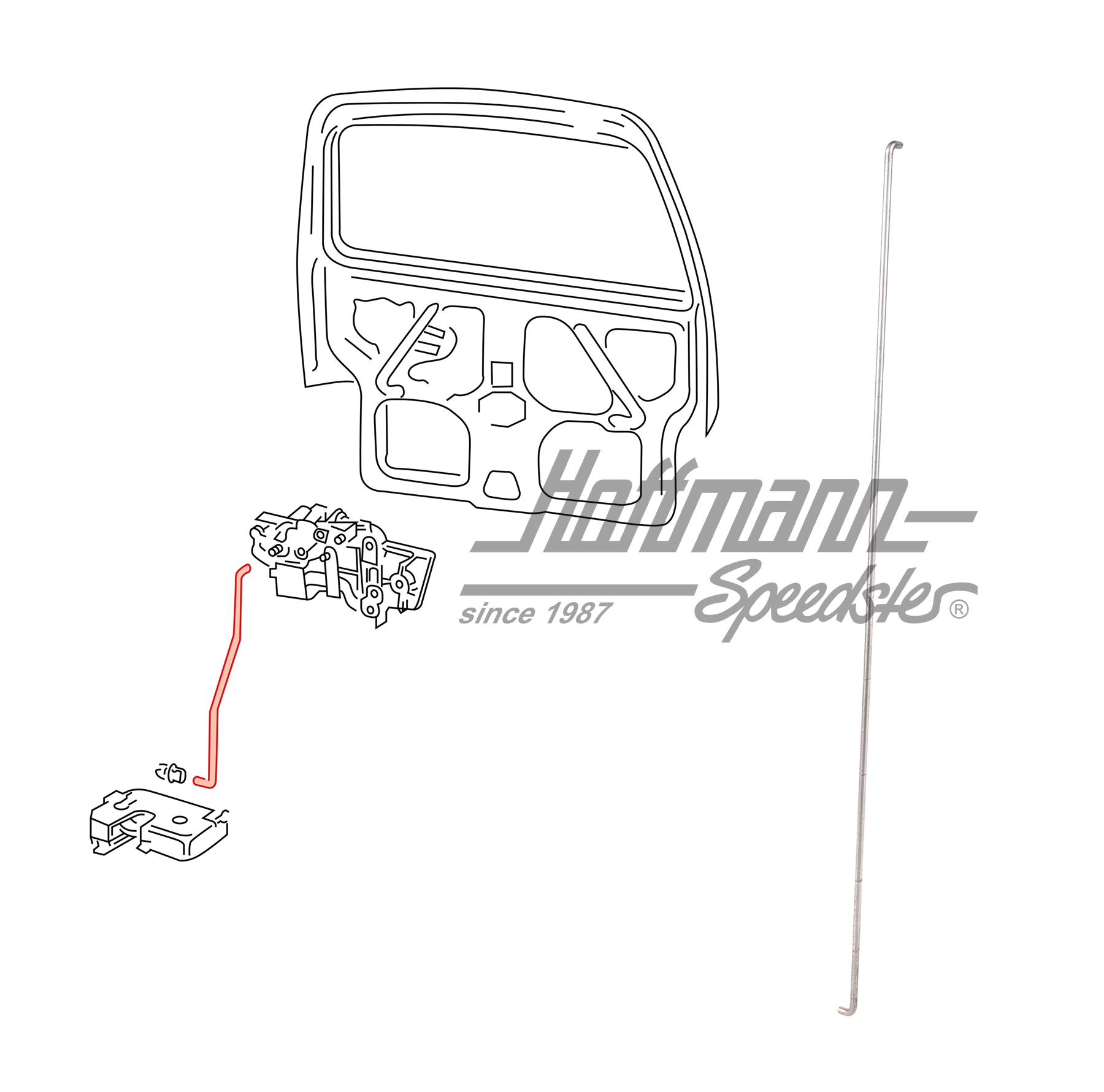 Zugstange, Heckklappenschloss, Bus T4 | 705 829 218 A | 408-1046-33