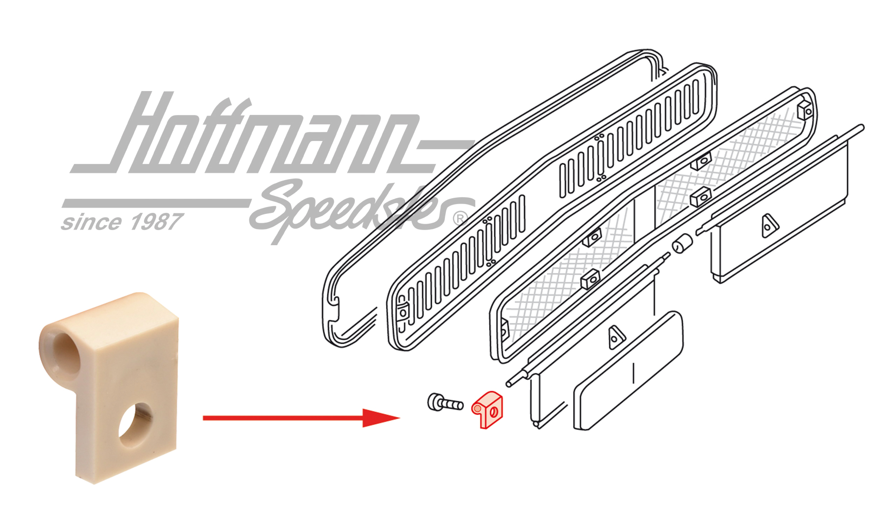 Halter, Frischluftklappe, vorne, Bus T2 | 211 259 159 | 090-1302