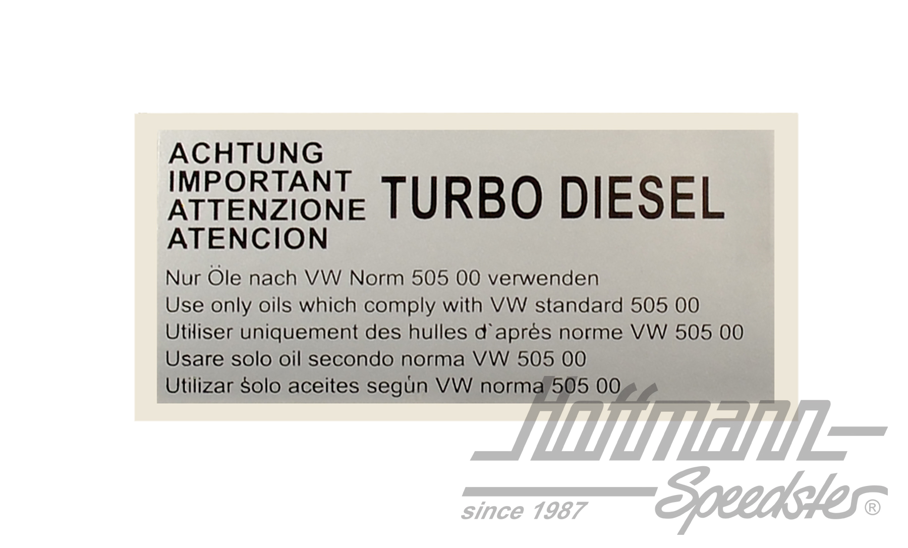 Aufkleber "Achtung Turbo Diesel", silber | 068 010 044 H | 021-0199-94