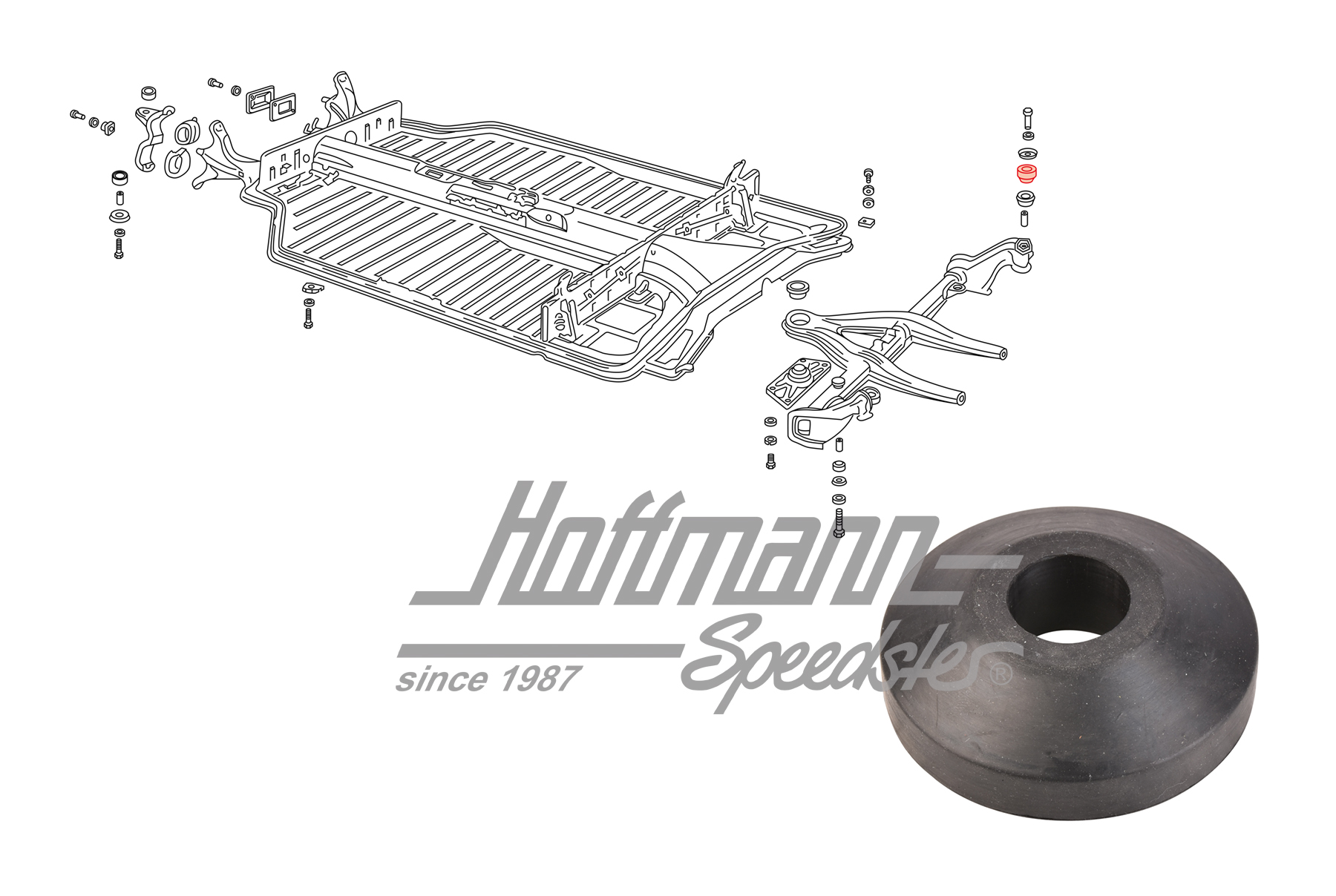 Gummi, Hinterachse/Chassis, aussen, oben | 311 899 157 | 069-8090-27