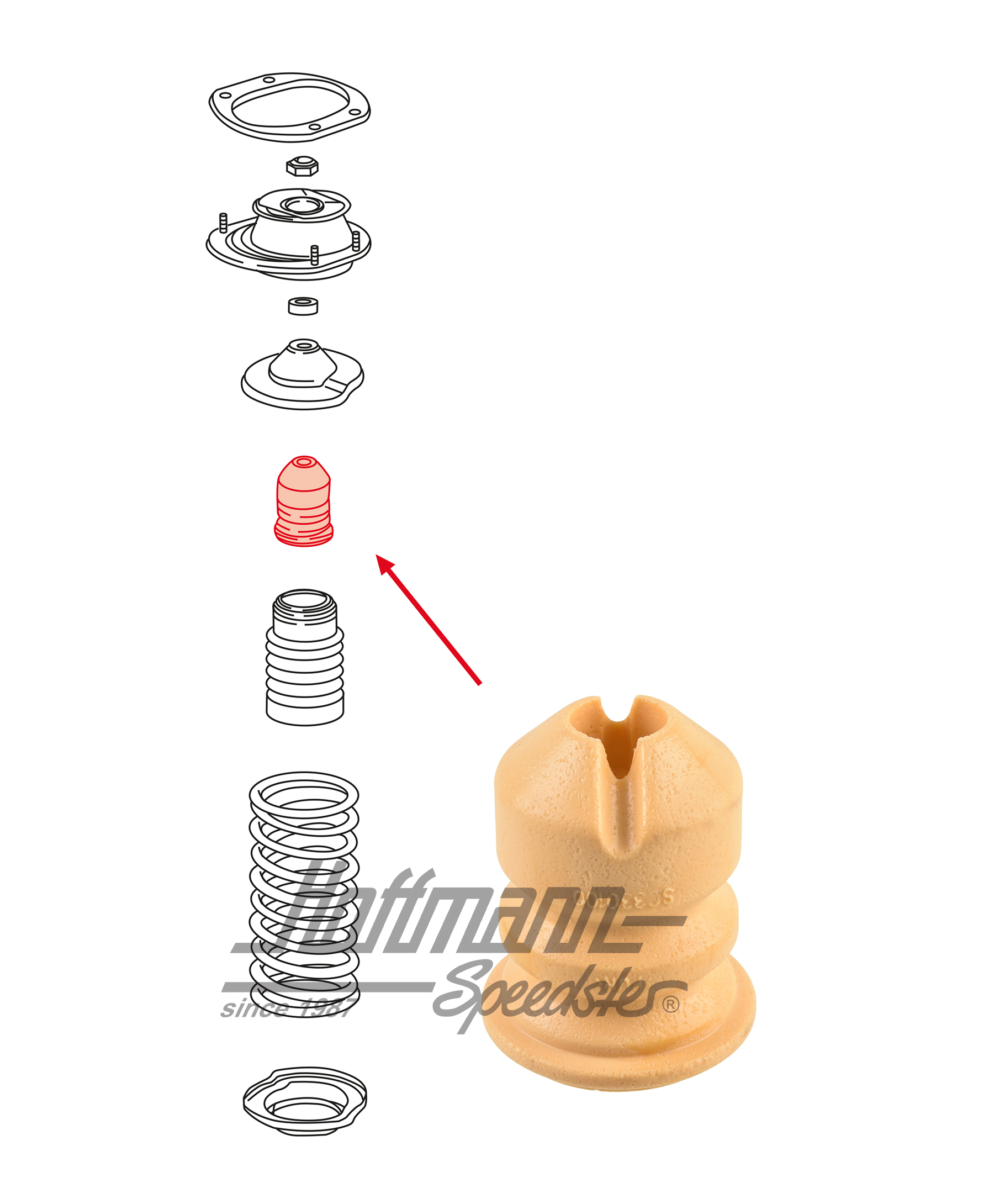 Anschlaggummi, Stoßdämpfer, vorne, 89-98