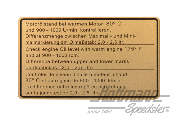 Aufkleber "Ölstand", 911 SC, 78-80 | 930 006 504 00 | 580-8018