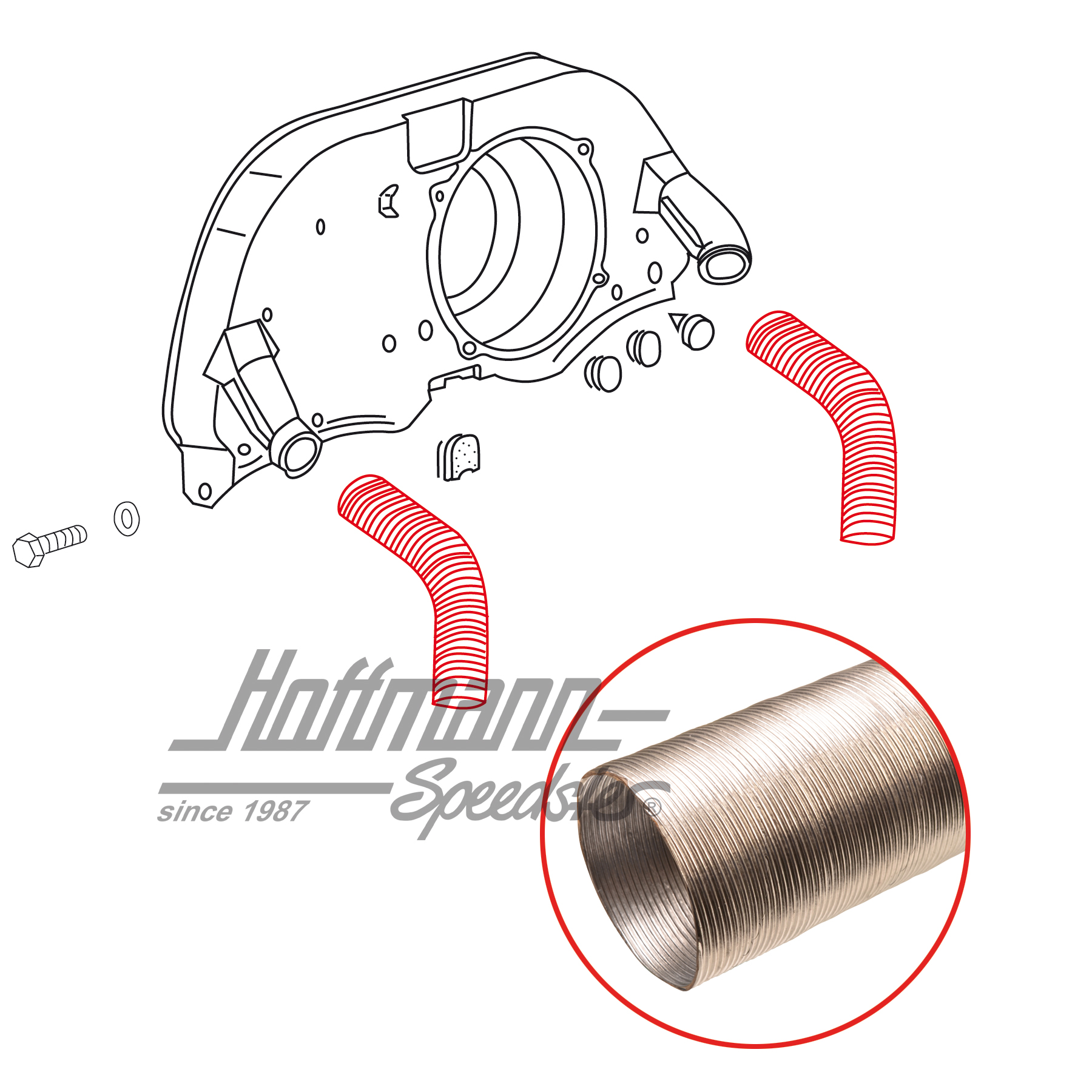 Heizungsschlauch, Aluminium, silber | 028 129 087 A/Alu | 010-1401