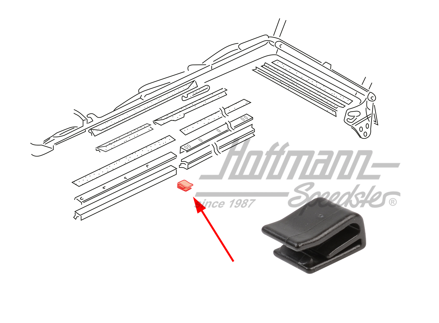 Klammer, Verdeckdichtung, Golf 1 Cabrio | 155 871 439 | 180-4893