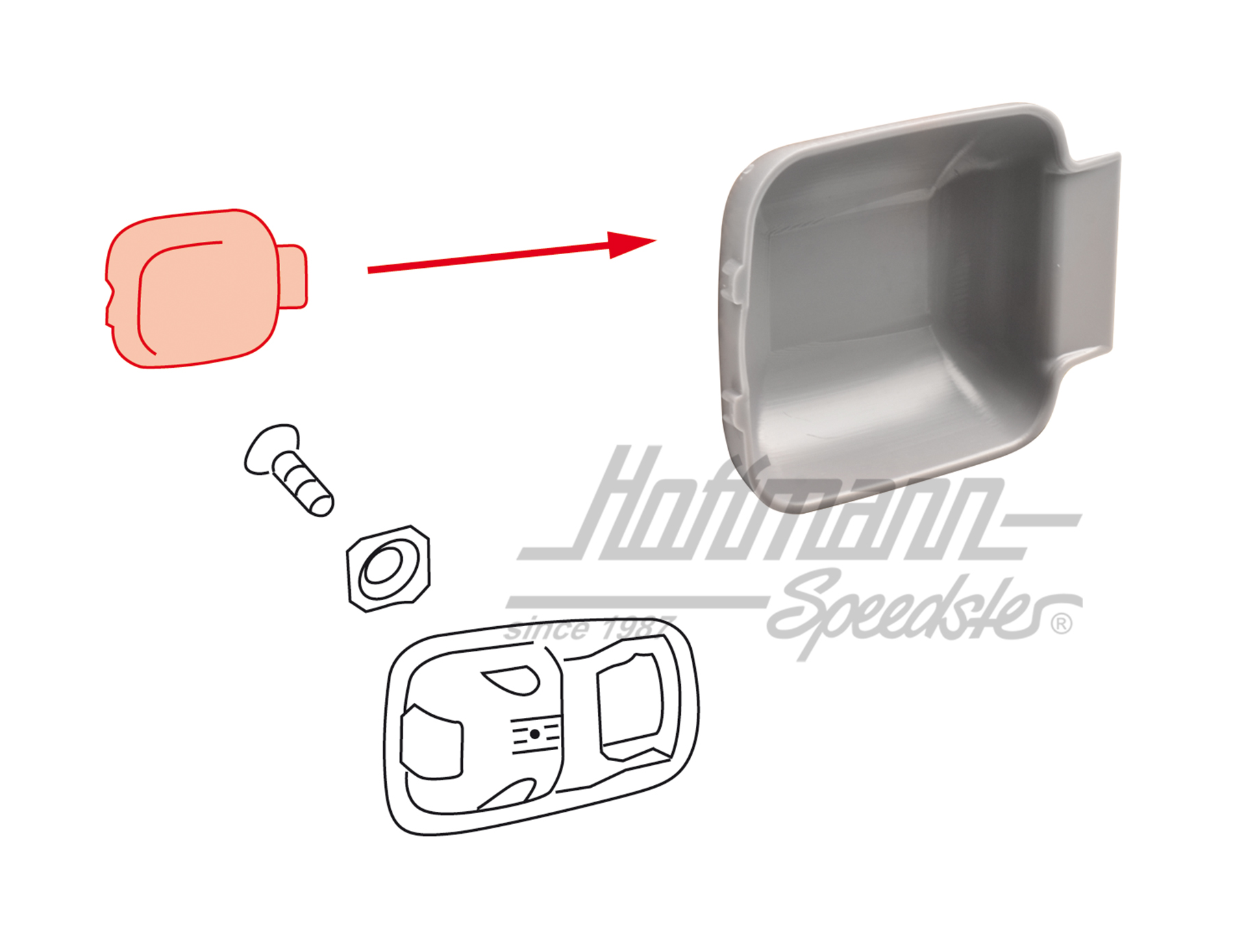 Türöffnerinnenschale, grau | 311 837 247 GY | 020-2320-09