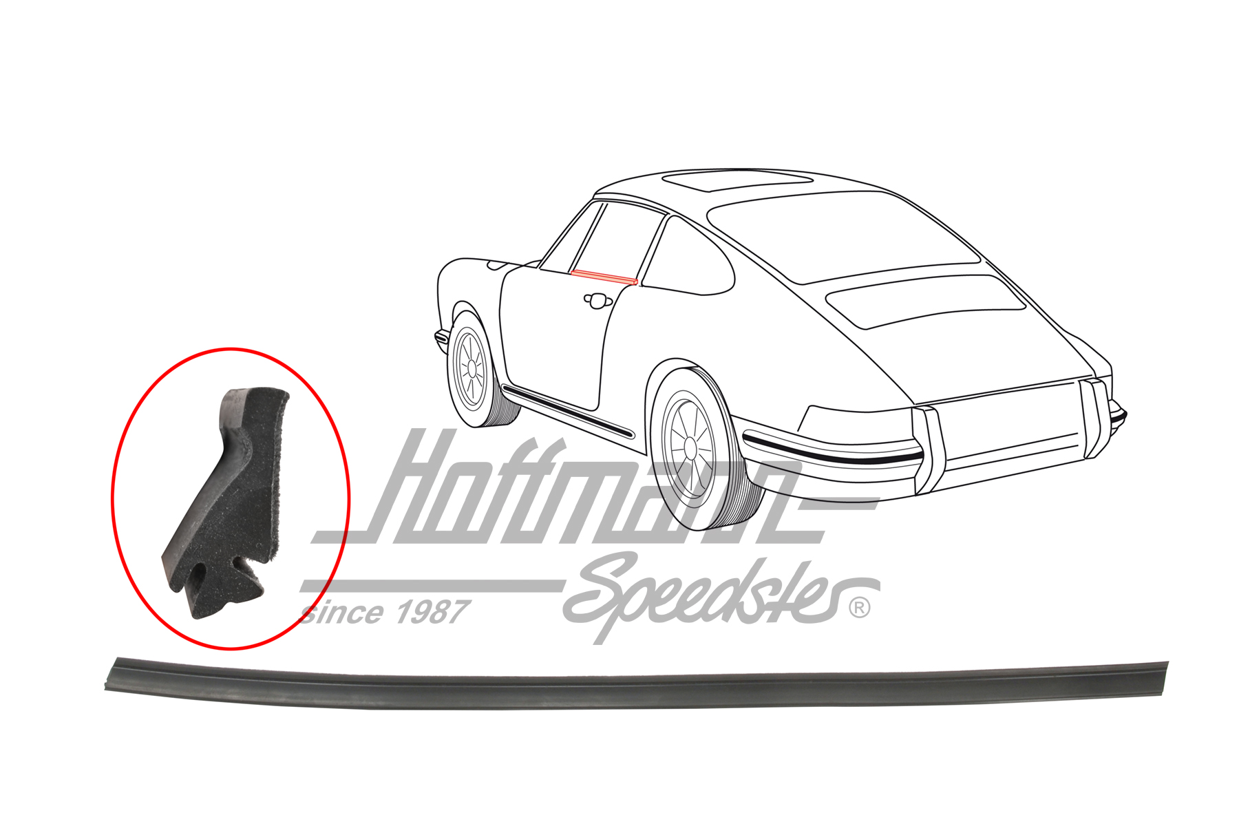 Dichtung, Türscheibe, 911 Coupé, links | 911 531 931 02 | 515-0940-01