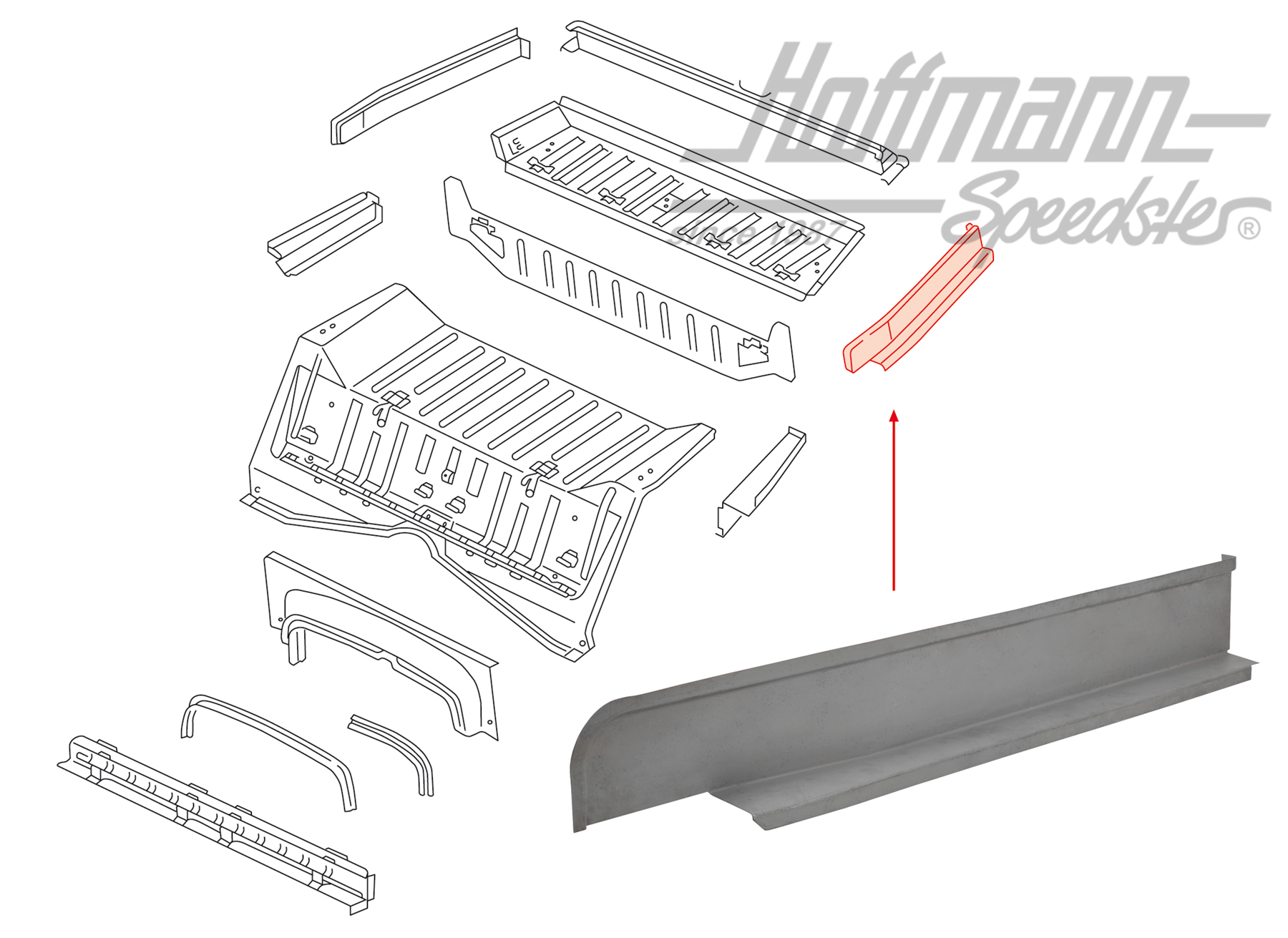 Längsträger, hinten, Typ 181, links