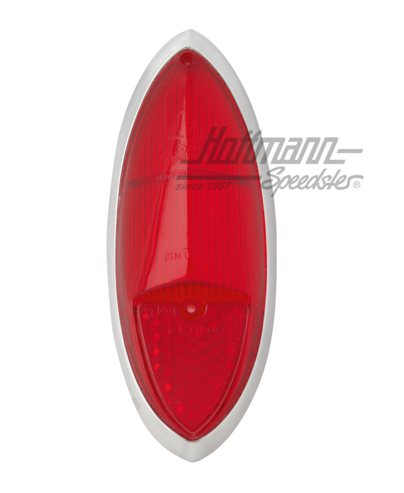 Rückleuchtenglas, Karmann, mit Chromrand, rot/rot | 141 945 227 D | 063-2318