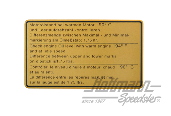 Aufkleber "Ölstand", 911, 81-89 | 930 006 504 02 | 580-8020