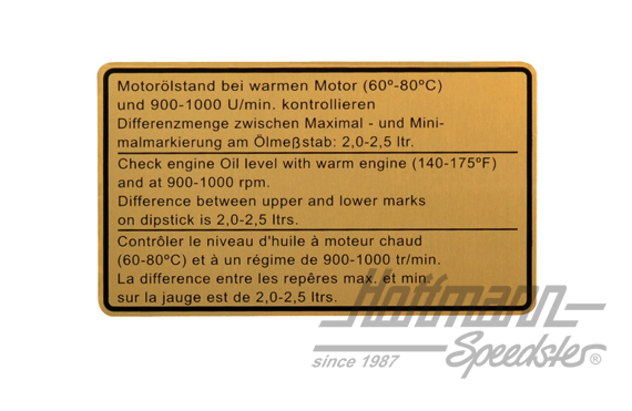 Aufkleber "Ölstand", 911 Turbo, -80 | 911 006 504 01 | 580-8022