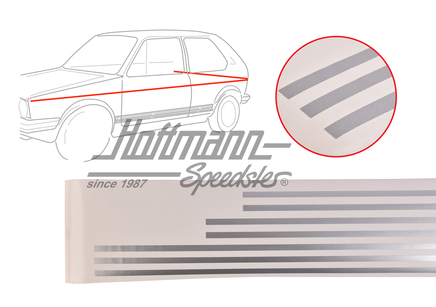 Zierstreifensatz, 10mm, silber | 171 898 524 A | 180-6920-08