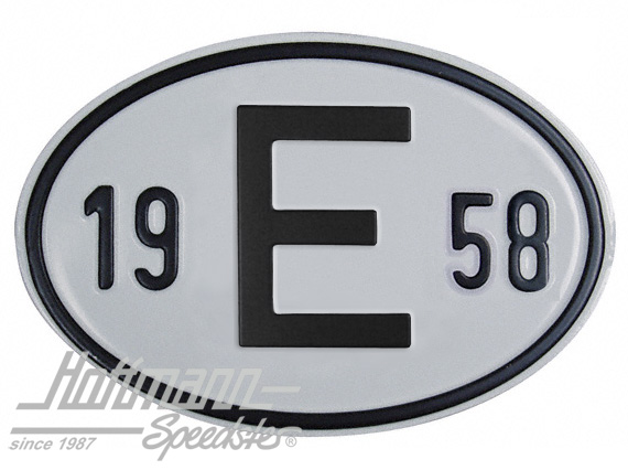 Nationalitätsschild "E", "1958", Alu |  | 020-2403-58