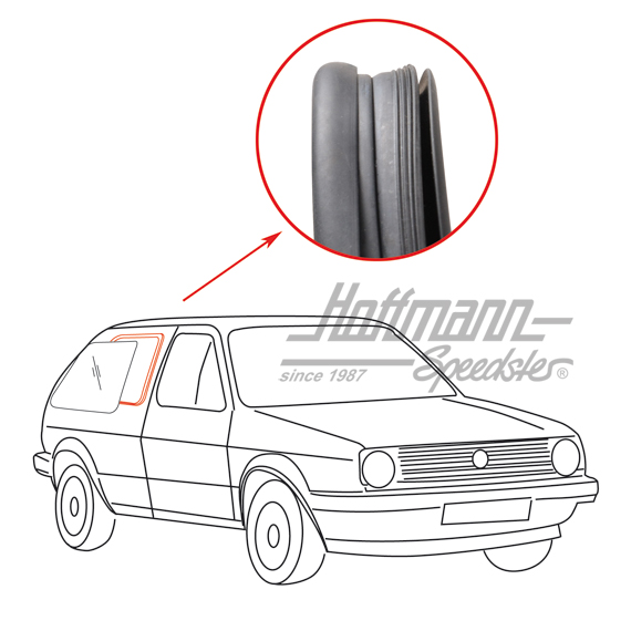 Seitenfensterdichtung, Golf 2, ohne Nut, rechts | 191 845 322 | 208-7212