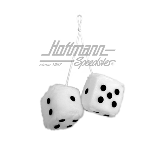 Fuzzy Dice, 6x6 cm, weiß | 368-WT 2.5 | 200-8007