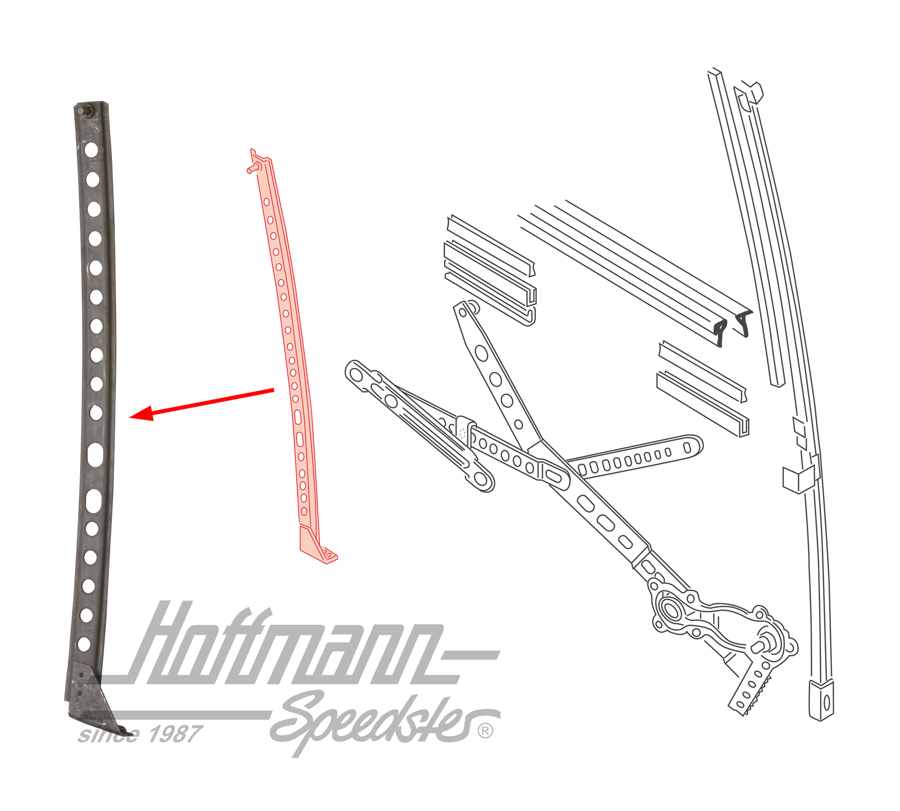 Führungsschiene, Fensterheber, hi.,li. | 155 837 415 | 180-1254-11