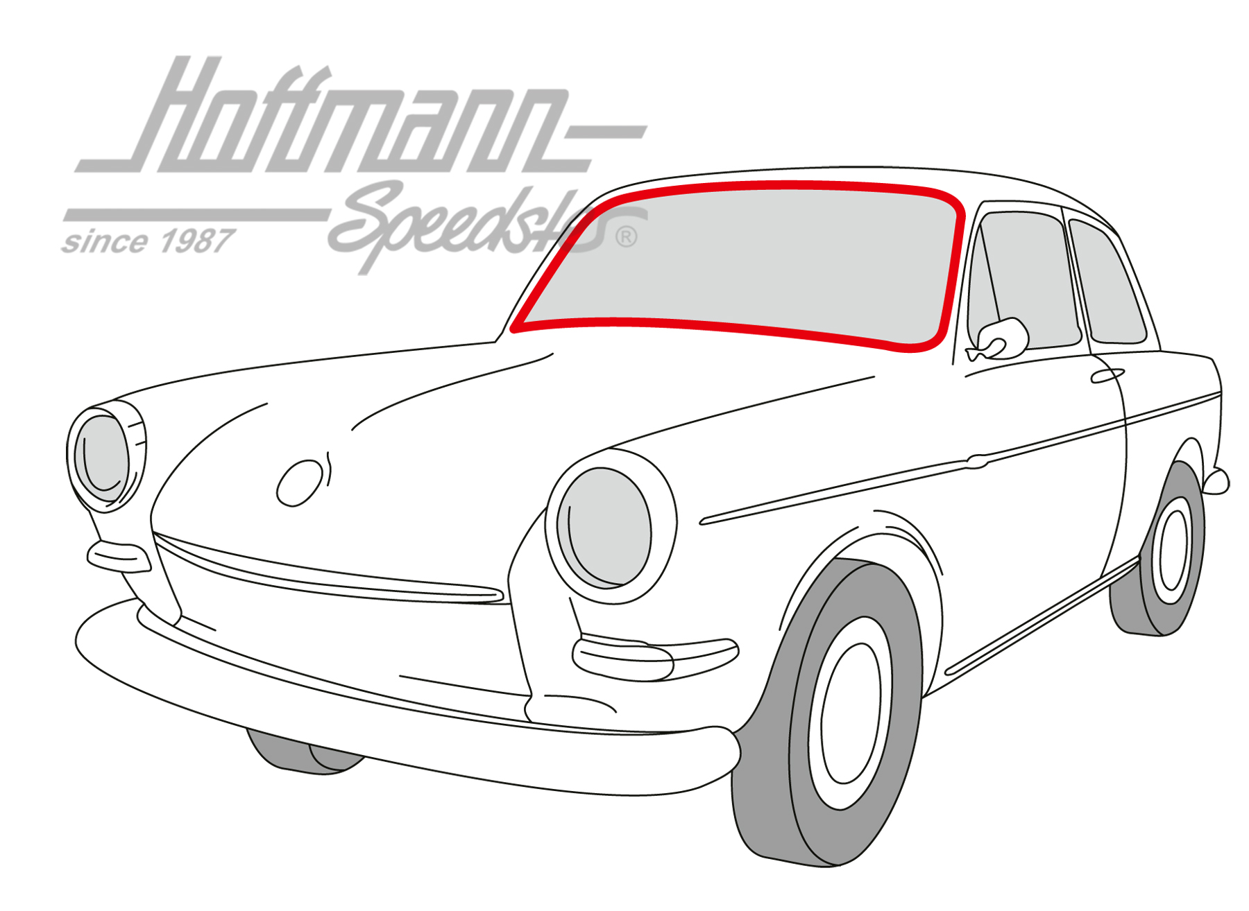 Frontscheibendichtung, Typ 3, mit Nut