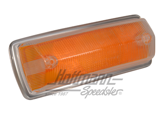 Blinkerglas, weiß/orange/Chromrand,re(E)
