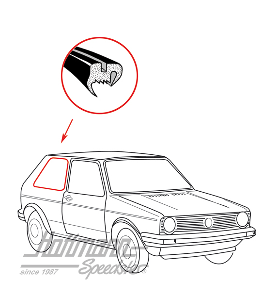 Seitenfensterdichtung ohne Nut, Golf 1, hinten rechts | 171 845 322 | 180-7072