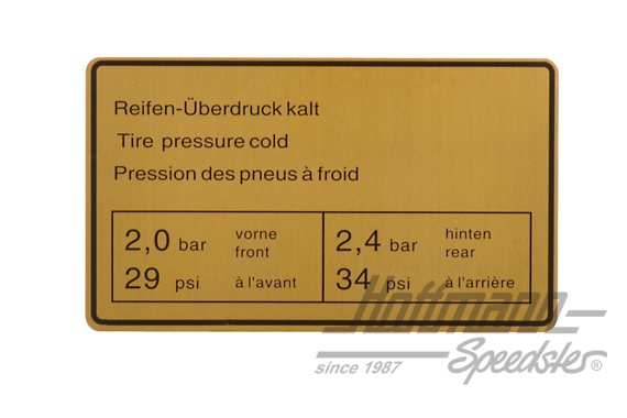 Aufkleber "Reifendruck", 911, 73-83 | 901 006 505 01 | 580-8010