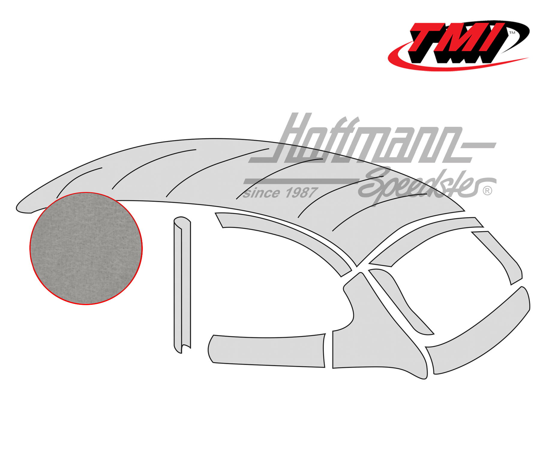 Himmel mit Faltdach, Original-Style, Mohair grau, 8.46-7.55 | 20-1106-75 | 055-7198-60