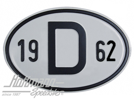 Nationalitätsschild "D", "1962", Alu |  | 020-2396-62
