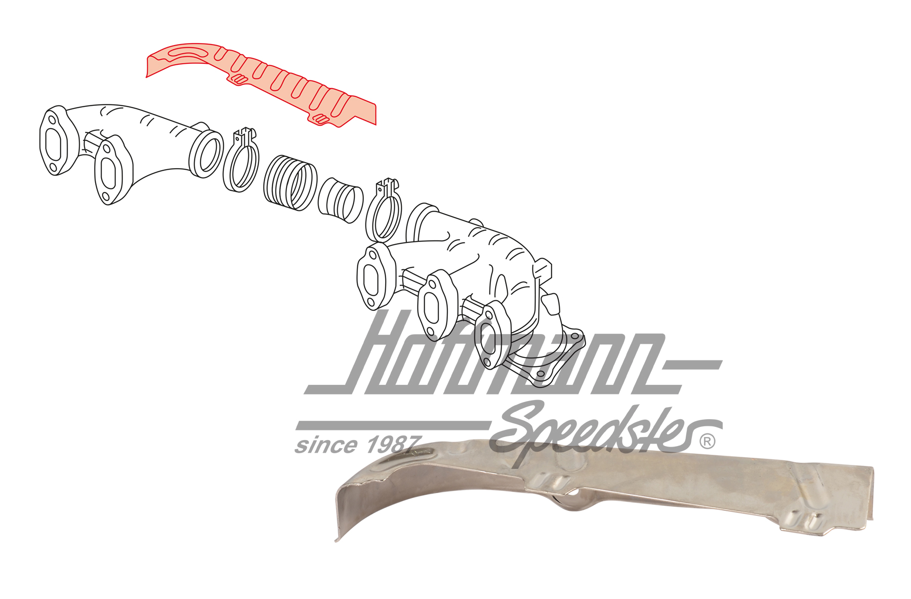 Wärmeleitblech, Abgaskrümmer, 2.5, oben | 023 253 043 C | 402-0004-01