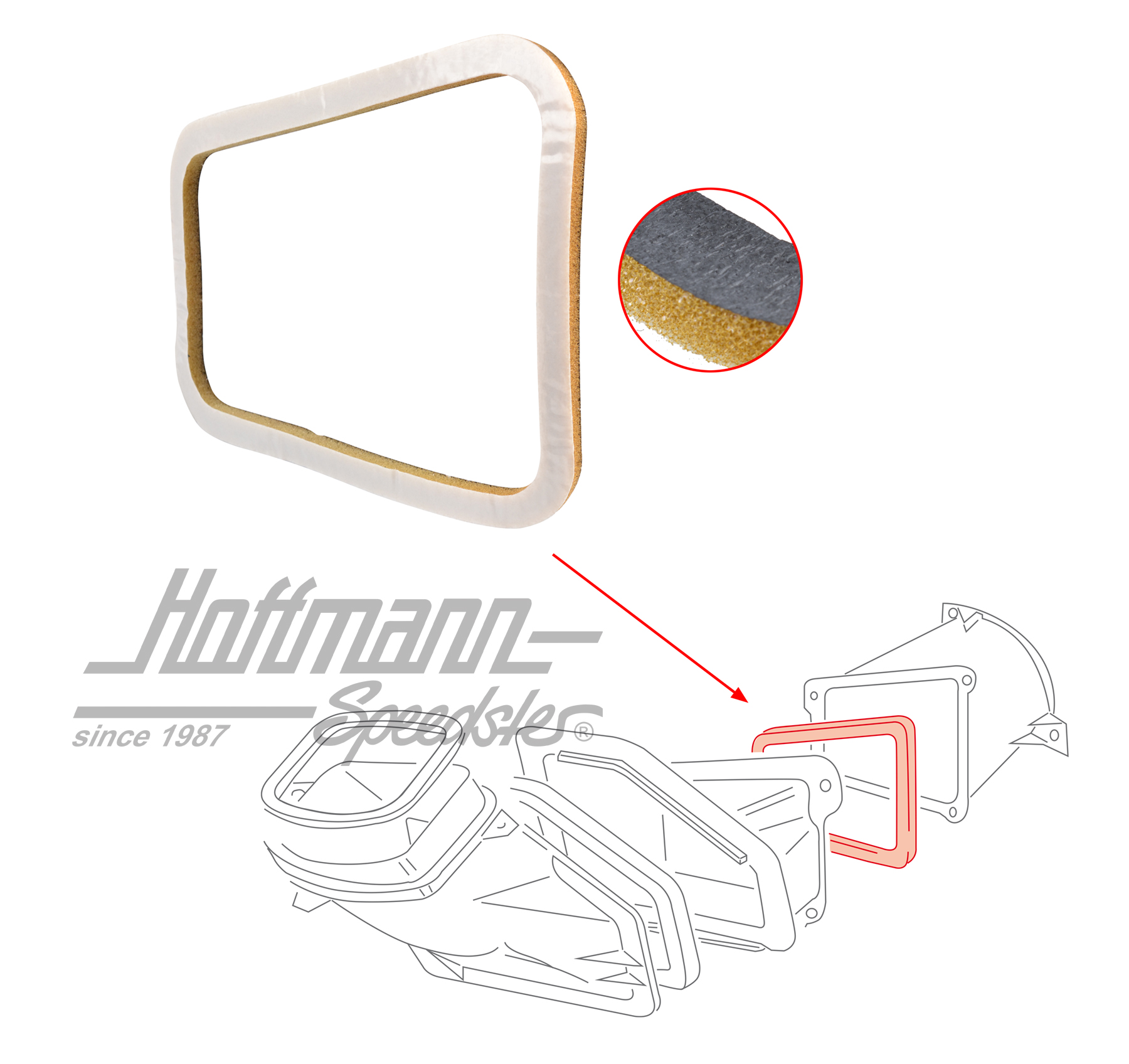 Dichtung, Luftkanal/Motor, Bus T4 | 701 819 142 | 408-5400-06