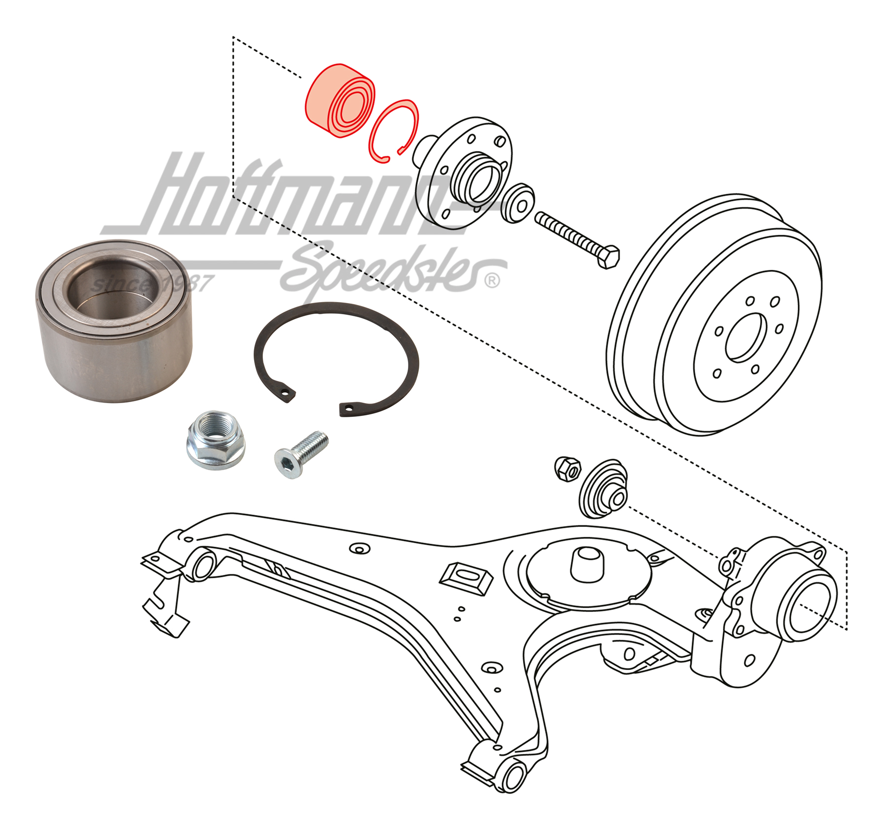 Radlagersatz, hinten, Bus T4, 2000kg | 701 598 625 B | 405-0183