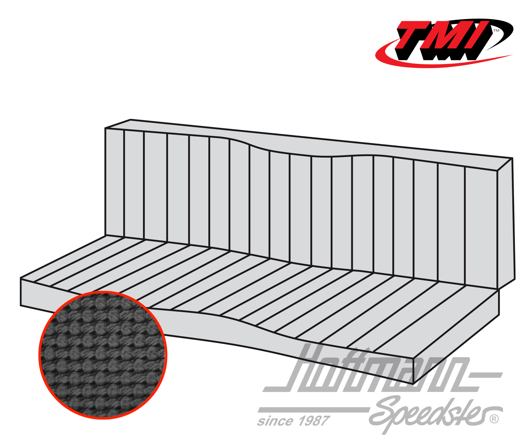 Sitzbankbezug, Karmann Cabrio, 55-71, schwarz | 43-1611-01 | 066-0084-40