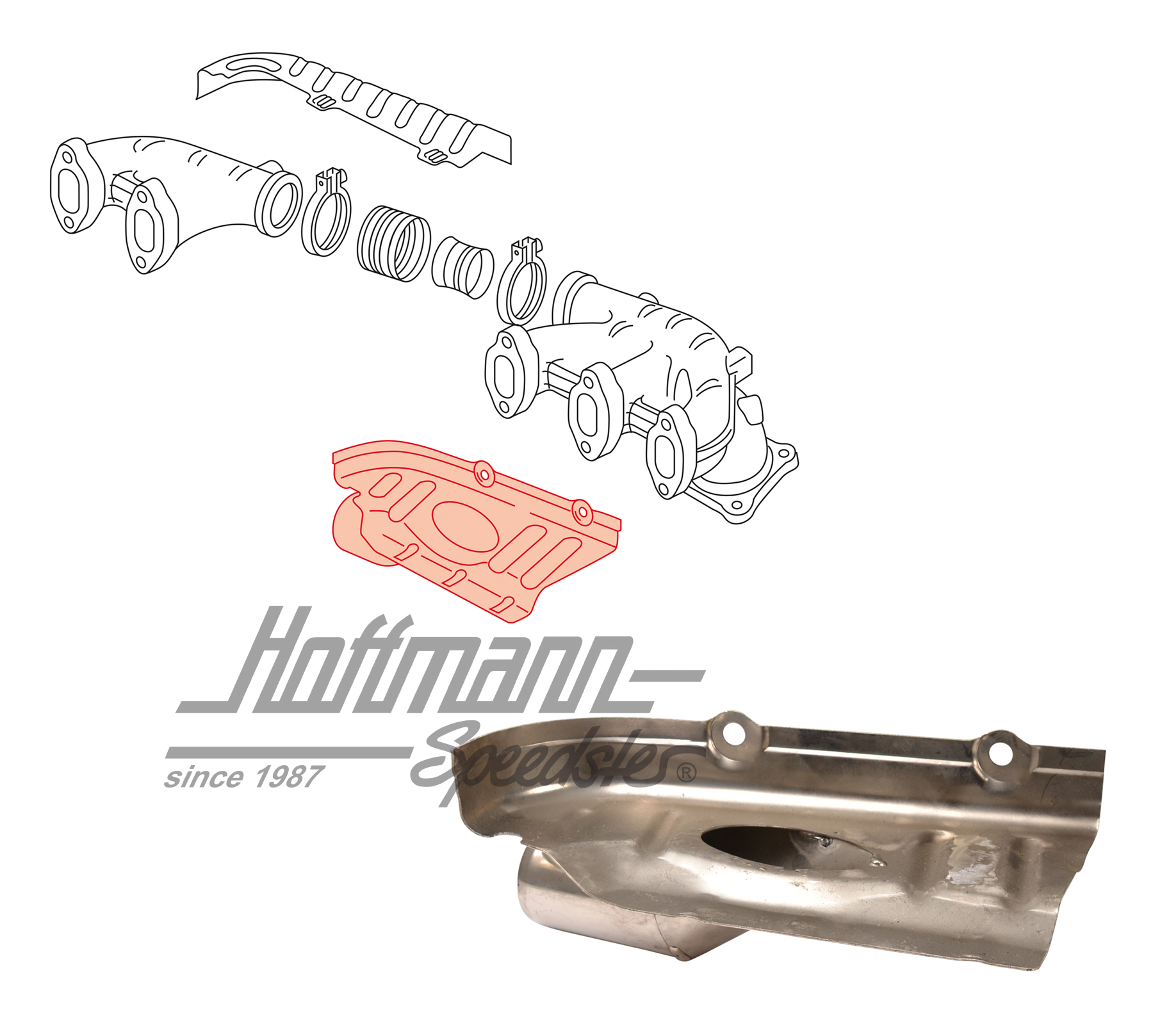 Wärmeleitblech, Abgaskrümmer, 2.5, unten | 023 253 042 A | 402-0004-02