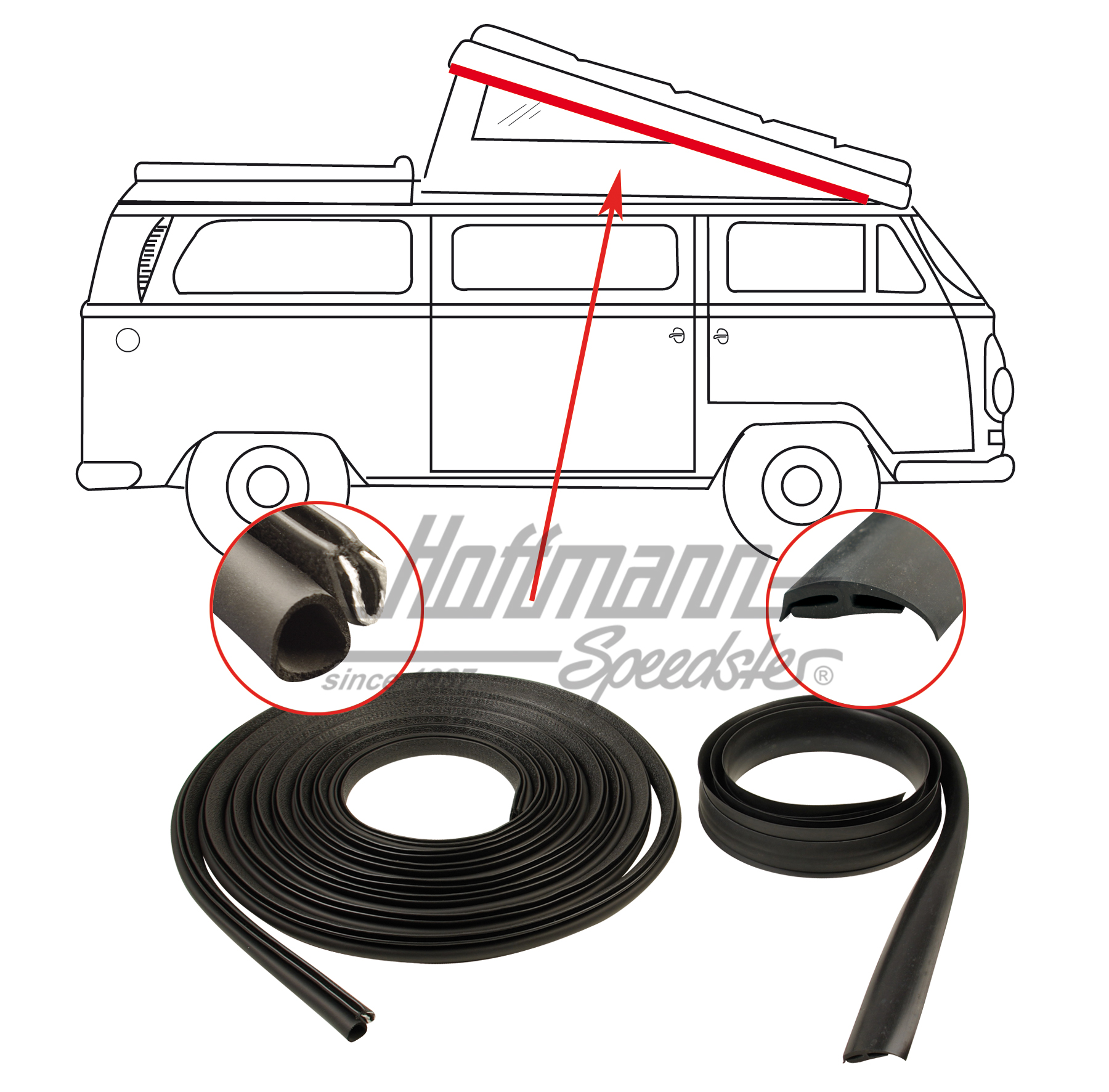 Dichtung, großes Dach, vorne, 67-73 | 231 070 710 | 090-6078-10