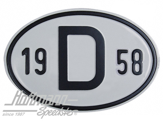 Nationalitätsschild "D", "1958", Alu |  | 020-2396-58
