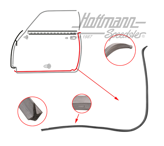 Türdichtung, Karmann, links, Top-Qualität | 141 831 731 C | 060-0011