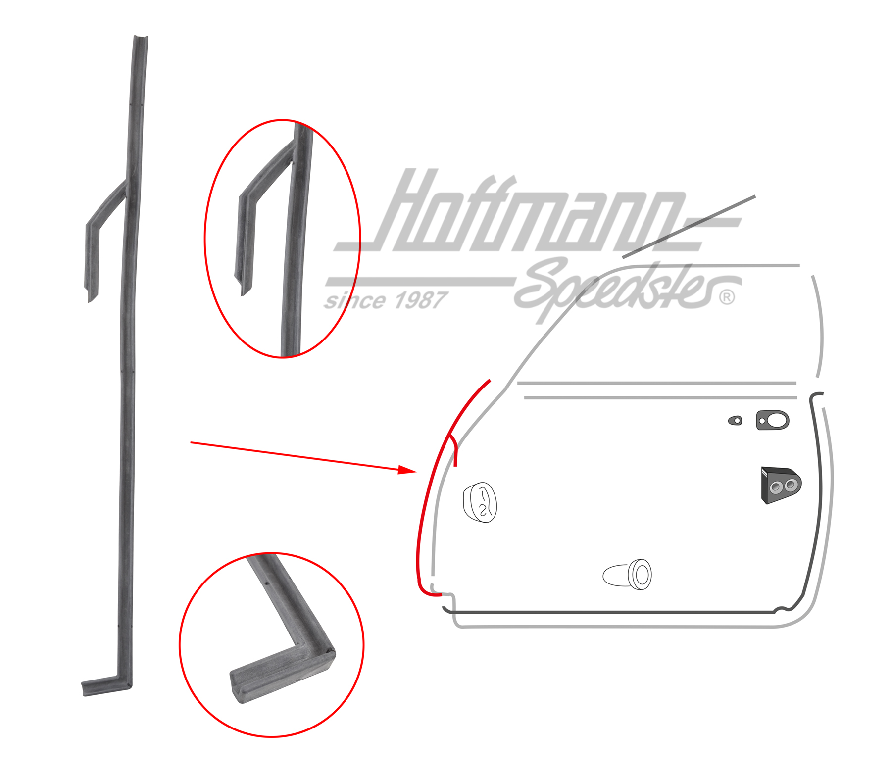 Türholmdichtung, Karmann, links | 141 831 711 A | 060-0031