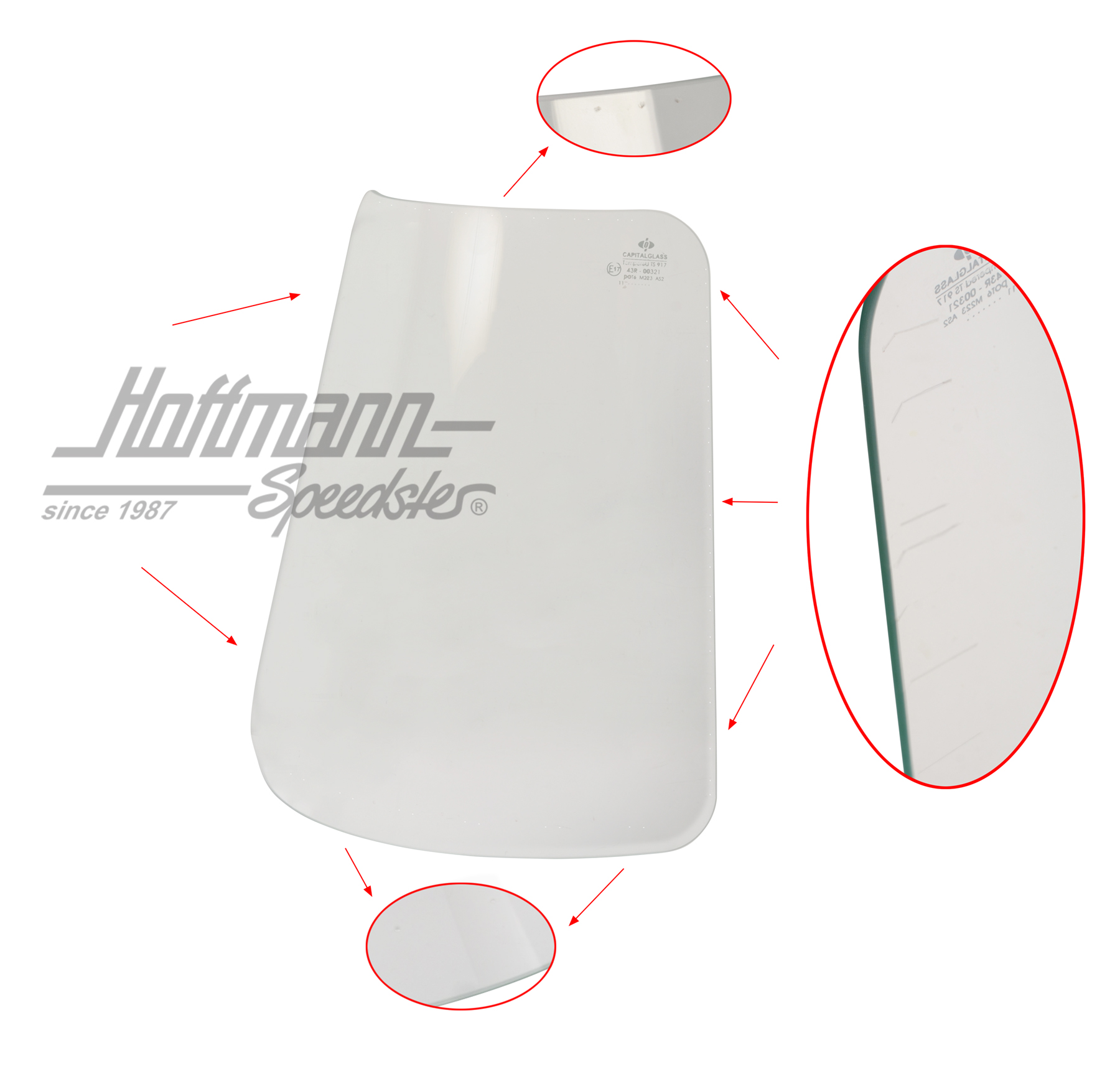 Eckscheibe, hinten, Bus T1 Samba, B-Ware | 241 845 401 | 089-0014