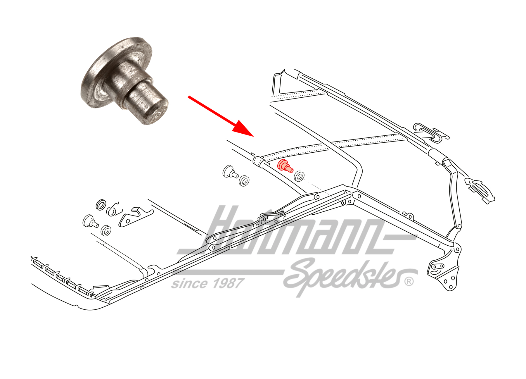 Bolzen, Verdeck, hinten, 79-83 | 155 871 171 | 180-4810-34