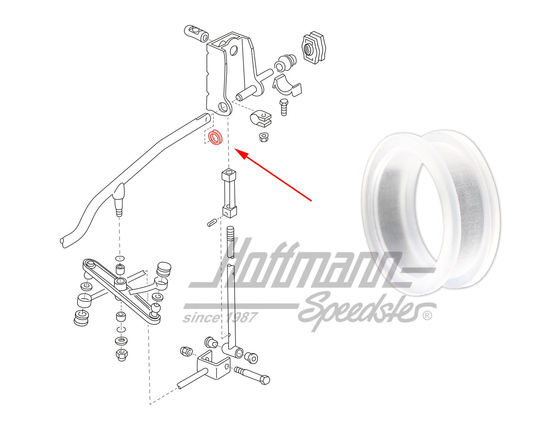 Buchse, Schaltstange, hinten, 96-03 | 701 711 066 A | 407-2010-23