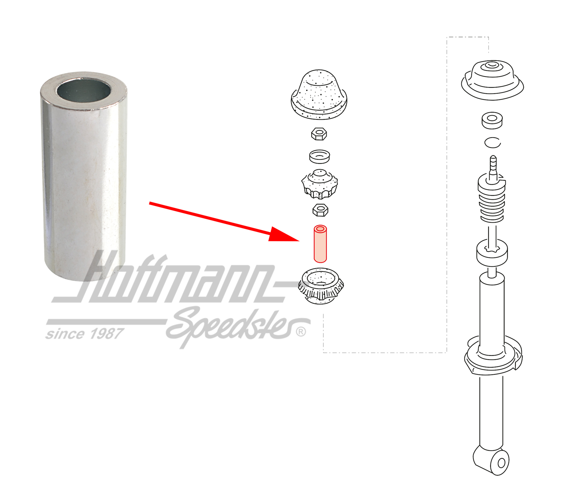 Distanzhülse, Stoßdämpfer, hinten | 171 512 117 | 140-3950-16