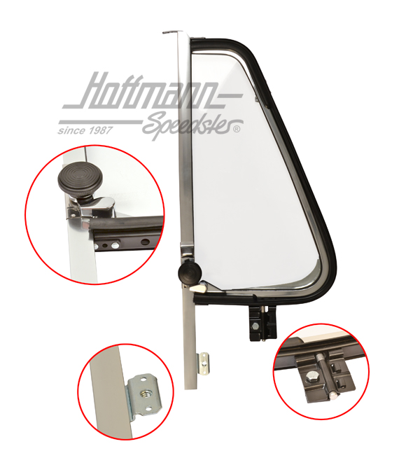 Drehfenster, kpl., Bus T2, Chrom, links | 211 837 601 | 097-1024-01
