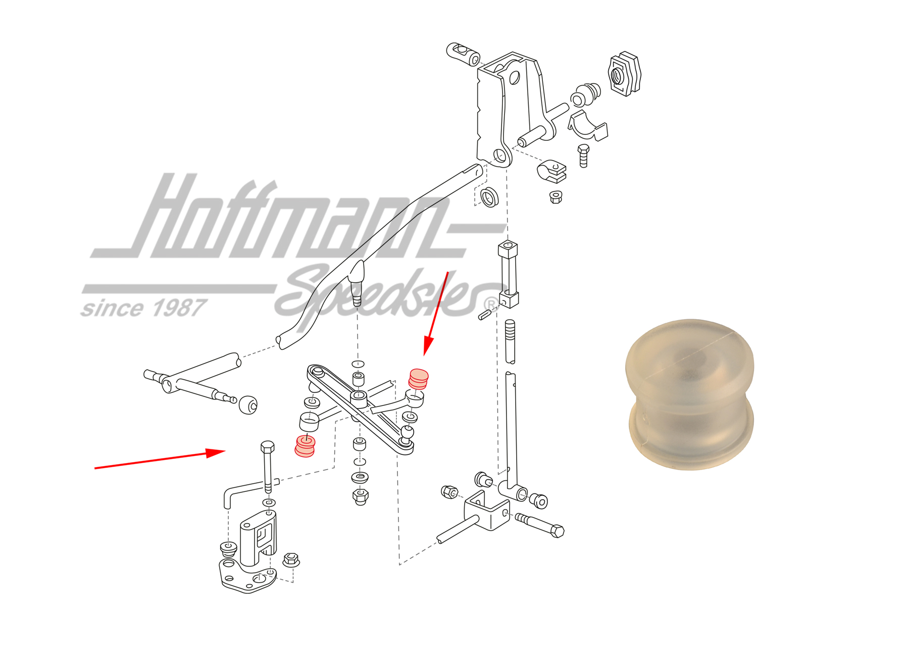 Buchse, Schaltstange, vorne, Bus T4 | 701 711 066 | 407-2010-06
