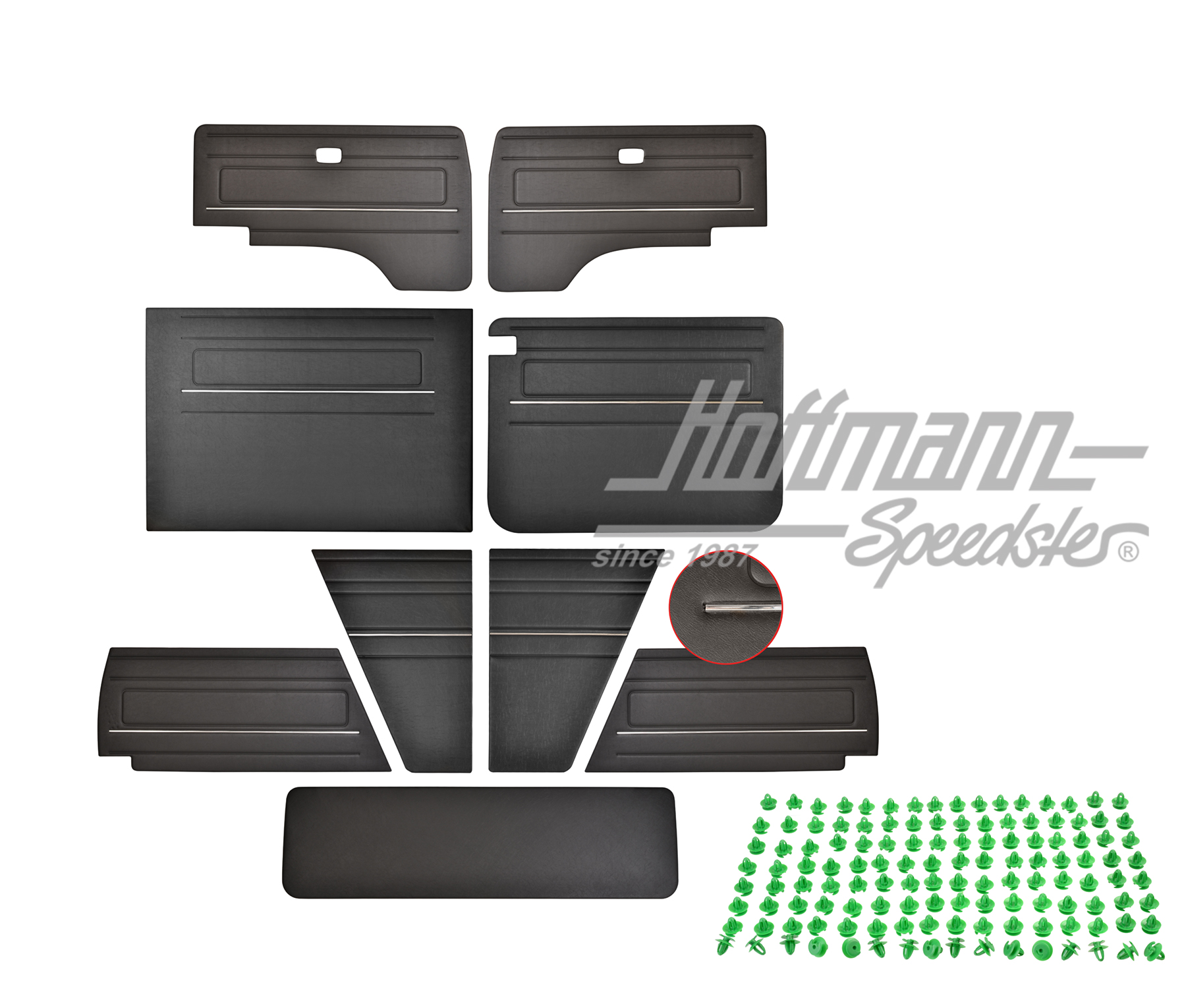 Verkleidungssatz, komplett, schwarz, -84 | TK7370A Black Stag Grain | 395-1180-10
