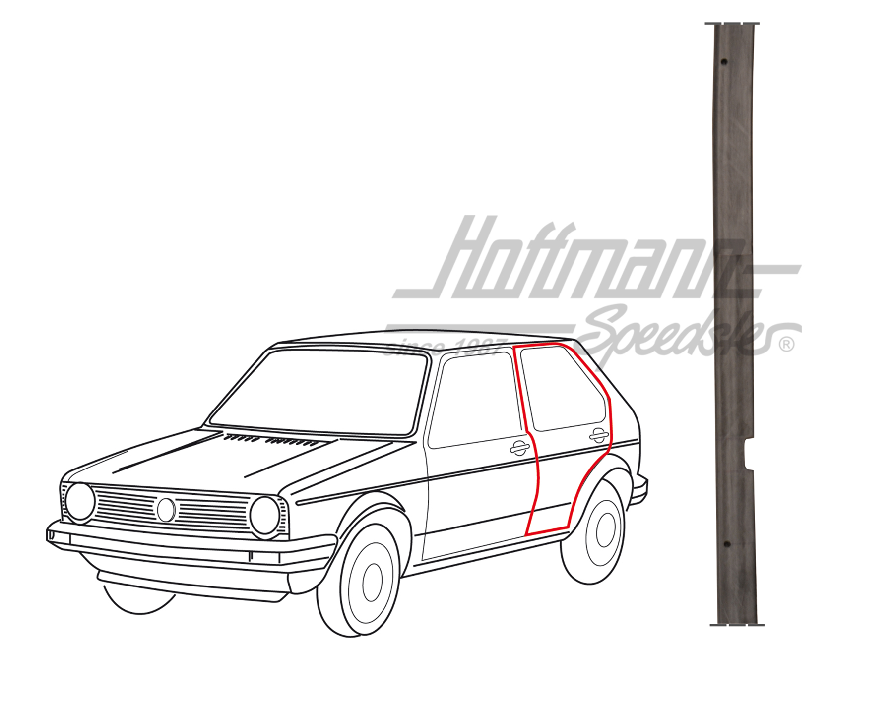 Türdichtung, Golf 1, 4-Türer, hinten, links | 173 839 911 E | 180-7023-01